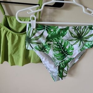 4/$10 Sale! Patpat Green Large Two Piece Swim Suit